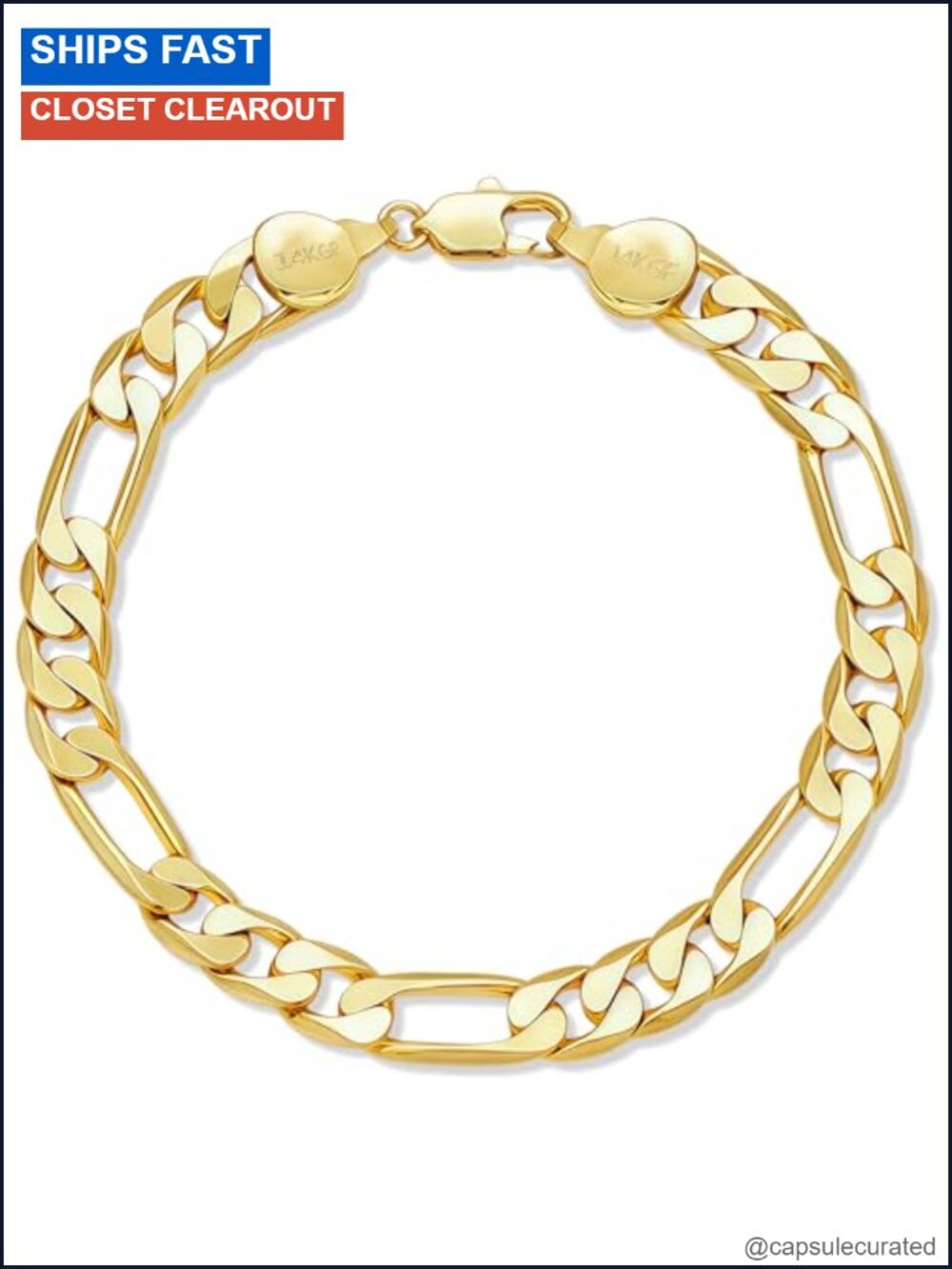 6mm Gold Plated Figaro Link Bracelet Unisex Jewelry Gift for Men Women Teens